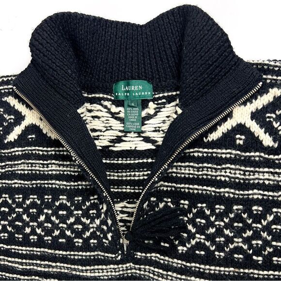 Vintage Lauren Ralph Lauren 100% Wool 1/4 Zip Pullover Sweater - Picture 3 of 10